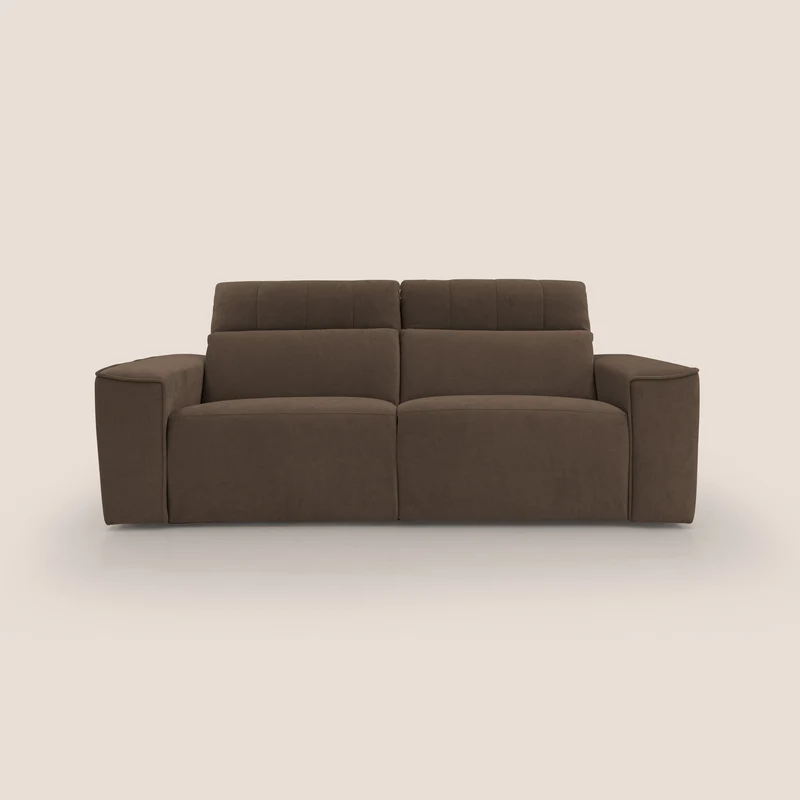 Clark Divano modulare con opzione relax elettrico in tessuto smacchiabile impermeabile T17 marrone
