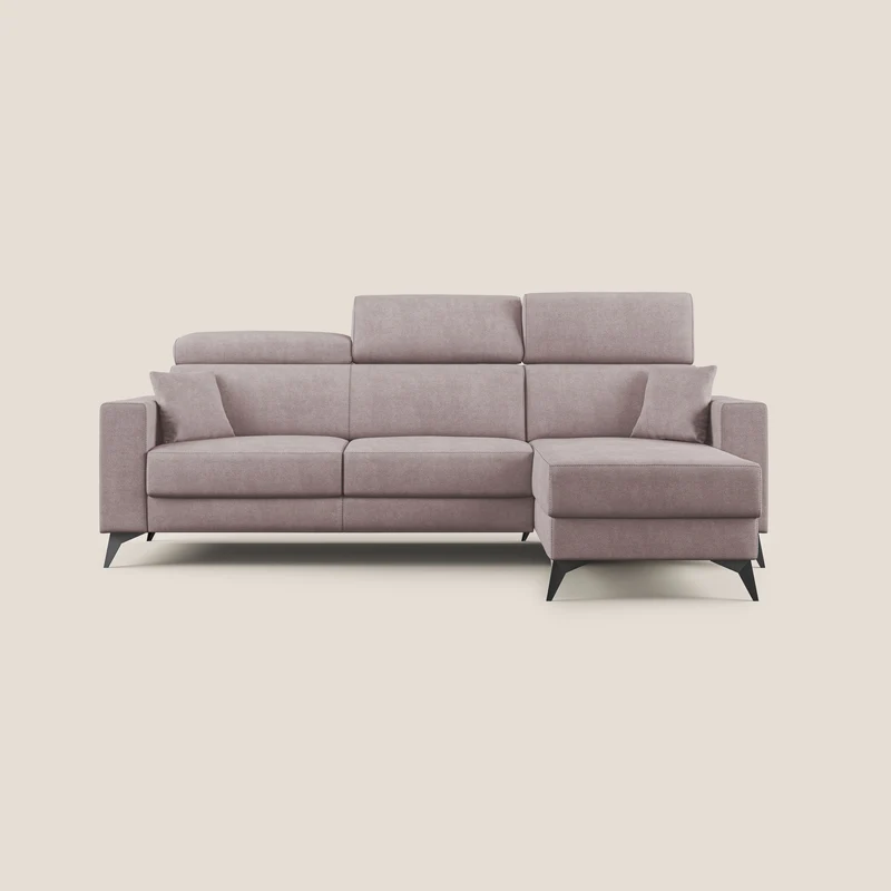 Pegaso divano letto angolare con poggiatesta reclinabili e rivestimento impermeabile T02 rosa