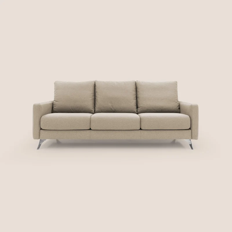 Klimt divano con 3 sedute allungabili e schienali in piuma d'oca in tessuto smacchiabile T05 beige