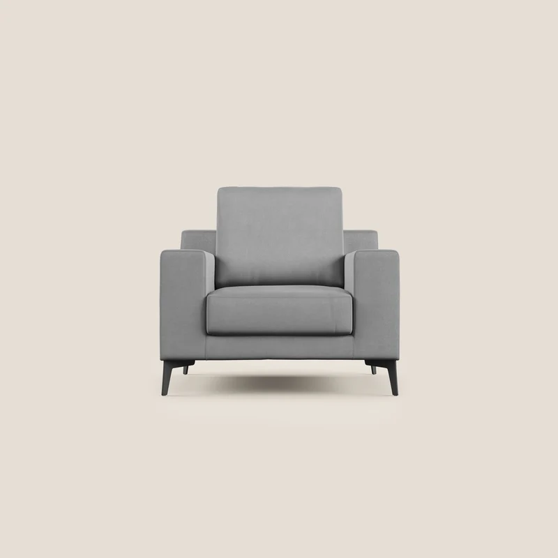 Prestige poltroncina moderna in microfibra smacchiabile T11 grigio