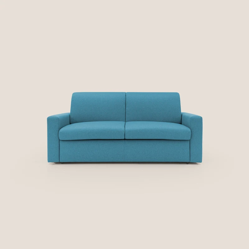 Kansas Divano letto matrimoniale alto 20 cm in tessuto impermeabile misto cotone T13 azzurro