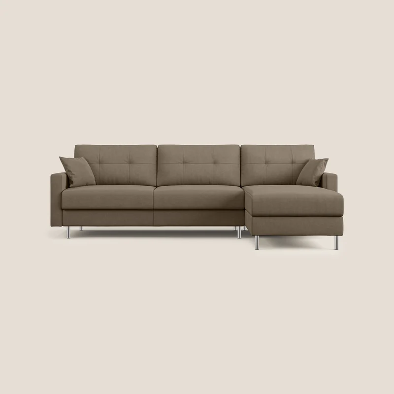 Megan divano letto angolare in microfibra smacchiabile T11 marrone