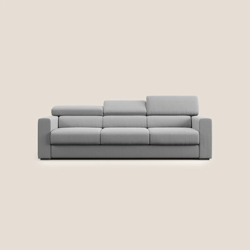 Dylan divano a 3 sedute con pouf estraibile poggiapiedi in tessuto simil cotone impermeabile T13 grigio