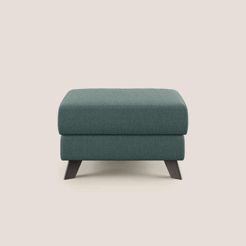 Moon Pouf contenitore e piedini alti in tessuto smacchiabile con acqua T05 verde