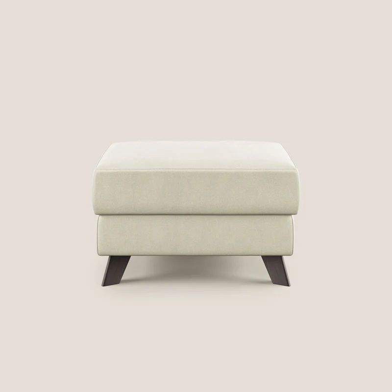 Moon Pouf contenitore e piedini alti in microfibra impermeabile T11 panna