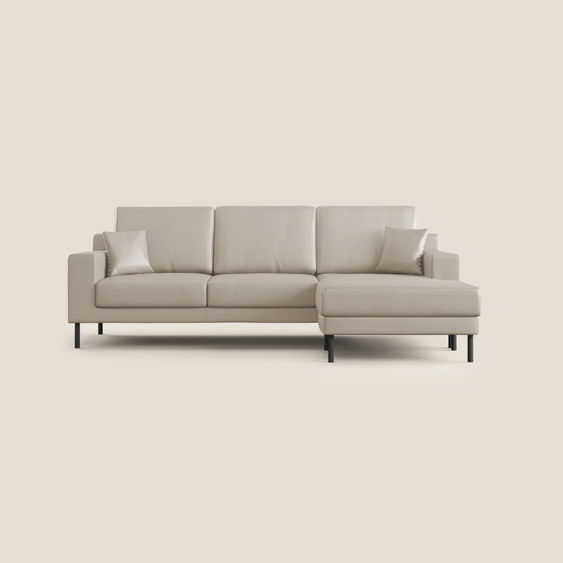 Uranio divano angolare moderno REVERSIBILE in Ecopelle impermeabile T04 beige