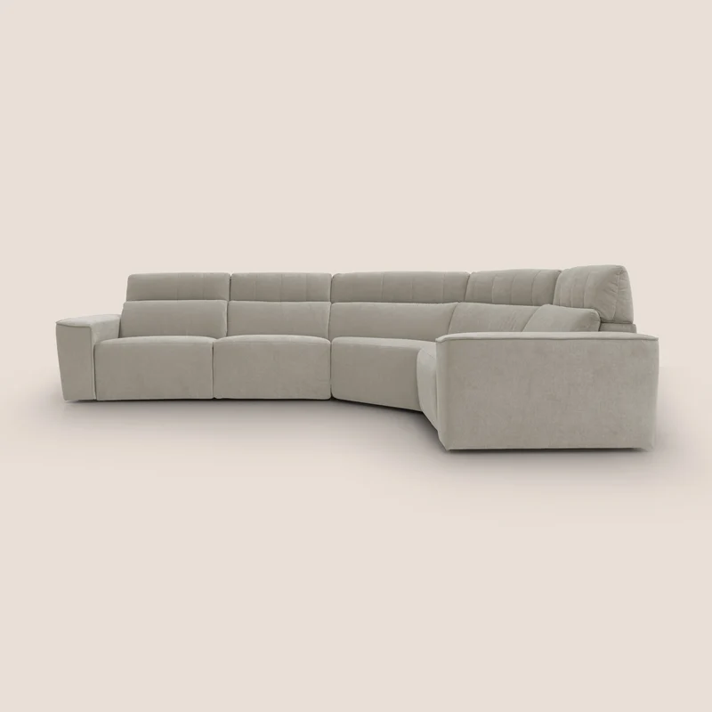 Clark Divano modulare angolare REVERSIBILE con opzione relax elettrico in tessuto smacchiabile impermeabile T17 panna