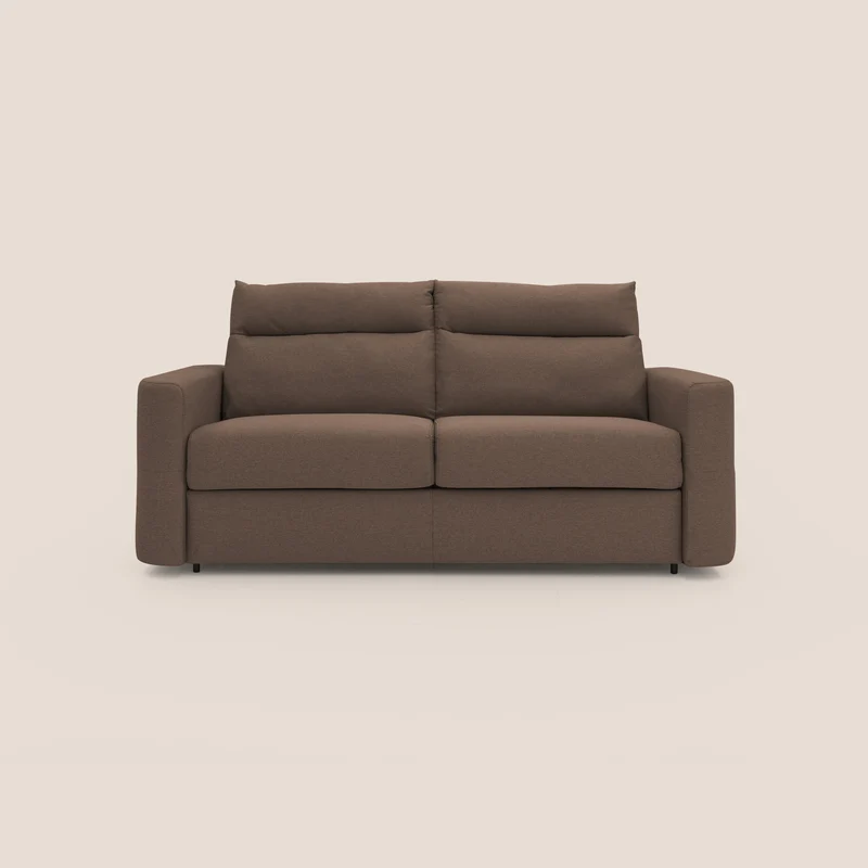Cupido Divano letto materasso H18 cm e schienale alto in tessuto impermeabile simil cotone T13 marrone