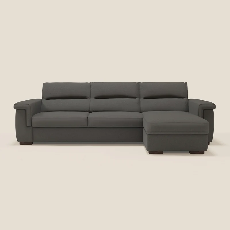 Magnolia divano letto angolare con Penisola Contenitore - Materasso H18 cm in tessuto smacchiabile T05 antracite