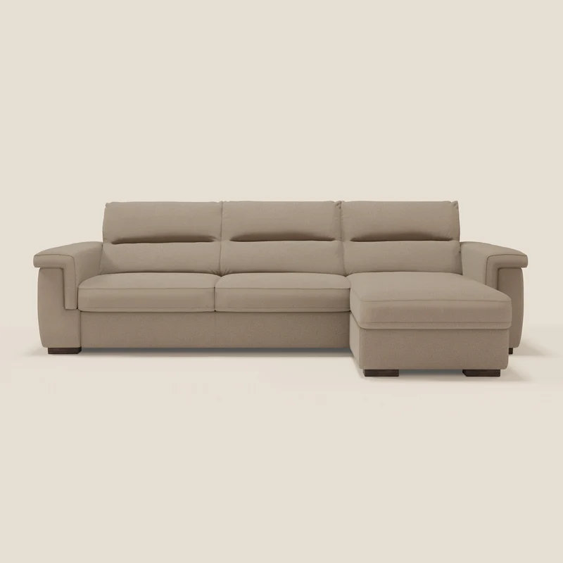 Magnolia divano letto angolare con Penisola Contenitore - Materasso H18 cm in tessuto smacchiabile T05 beige