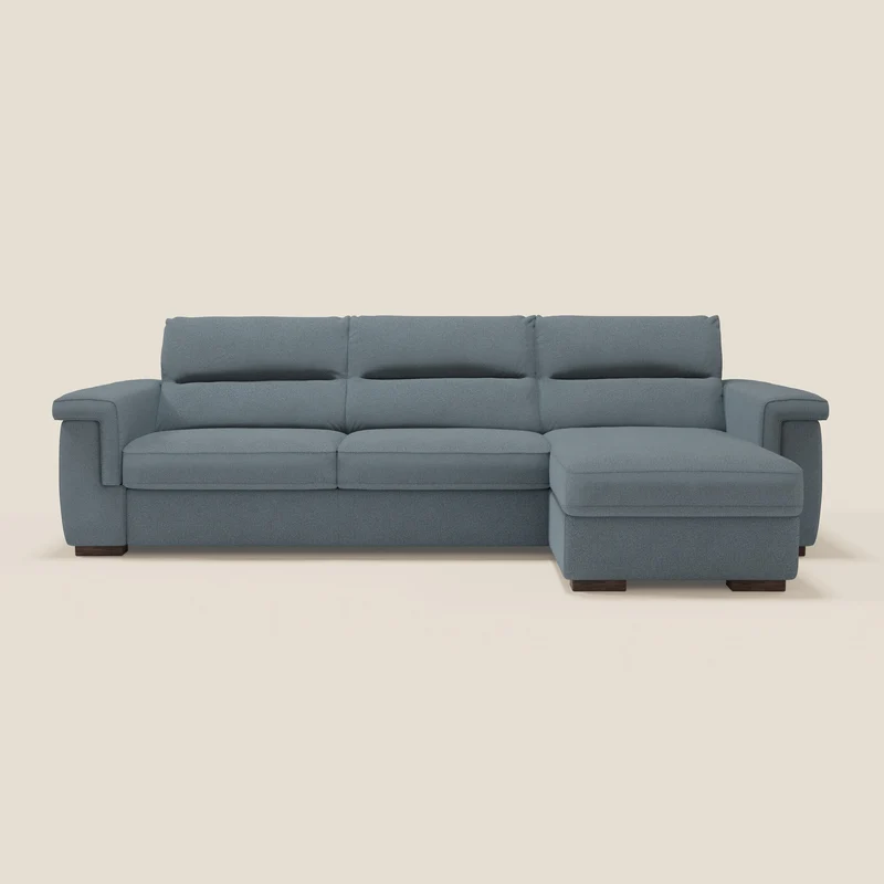 Magnolia divano letto angolare con Penisola Contenitore - Materasso H18 cm in tessuto smacchiabile T05 carta da zucchero