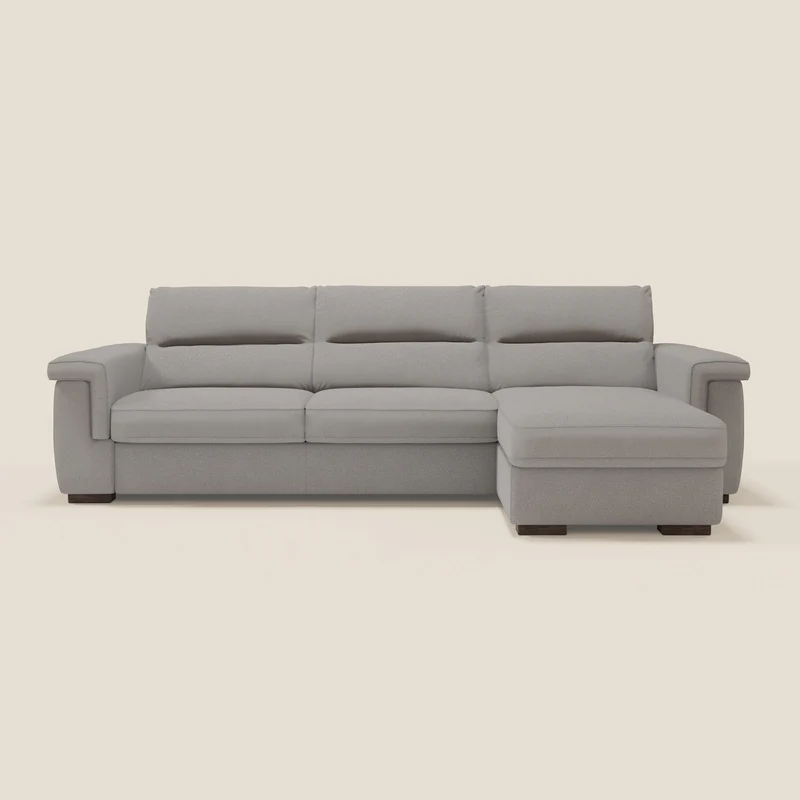 Magnolia divano letto angolare con Penisola Contenitore - Materasso H18 cm in tessuto smacchiabile T05 grigio