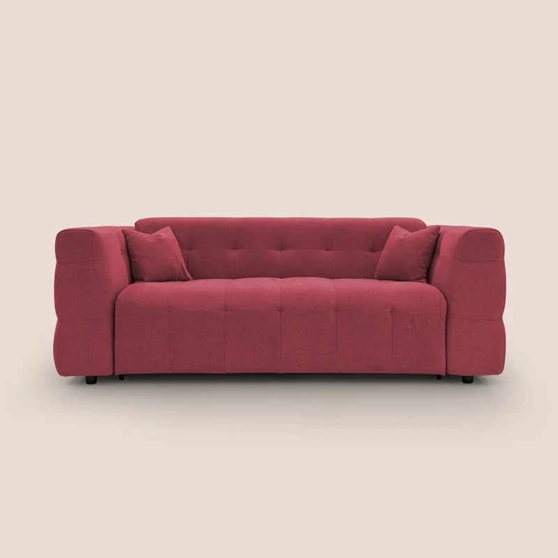 Tender Divano letto matrimoniale dal design innovativo in tessuto bouclet impermeabile T07 rosso