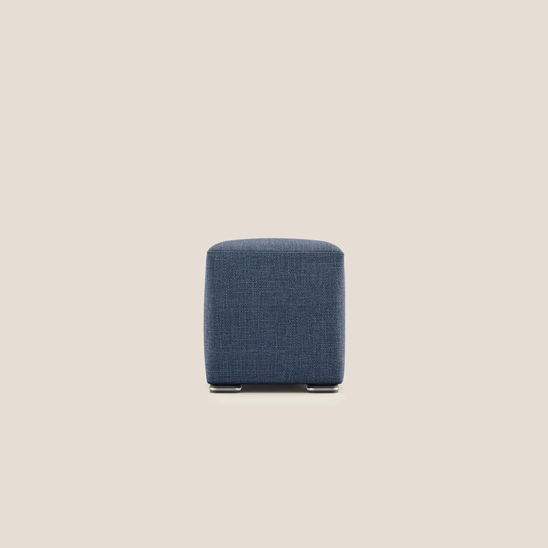 Cube pouf in morbido tessuto impermeabile ad intreccio melangiato T06 blu