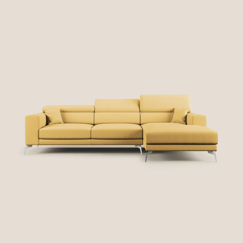 Blade Divano moderno angolare con poggiatesta reclinabili in Ecopelle T04 giallo