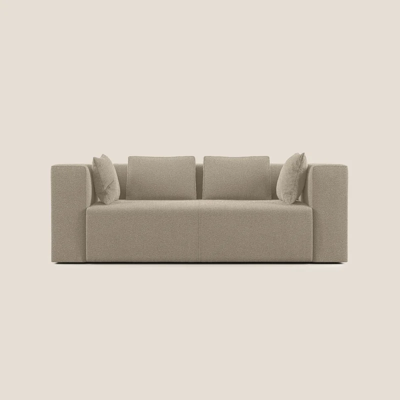 Nettuno divano moderno componibile in morbido tessuto bouclè T07 beige