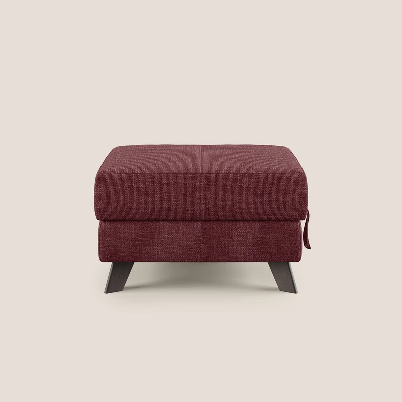 Moon Pouf contenitore e piedini alti in tessuto morbido ad intreccio soft-touch impermeabile T06 rosso