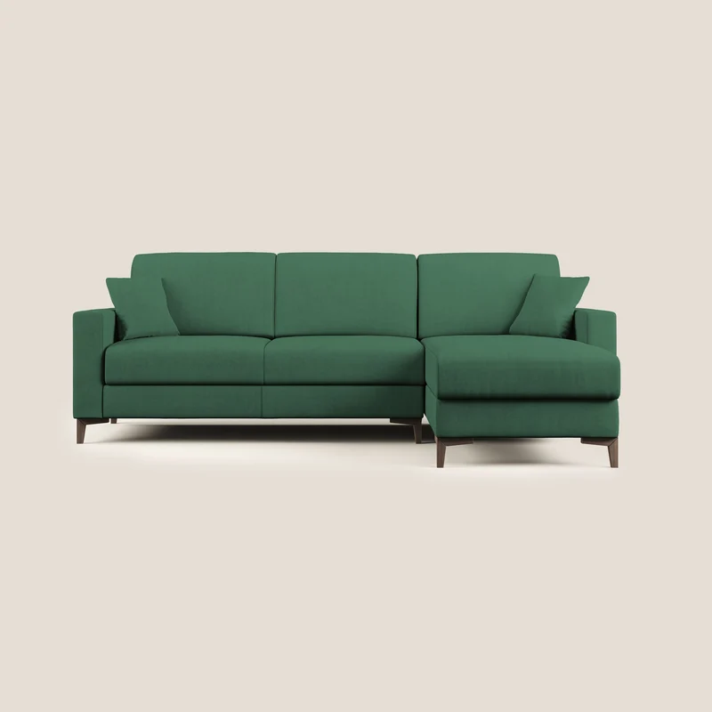 Kafka divano letto angolare in morbido tessuto impermeabile T02 verde