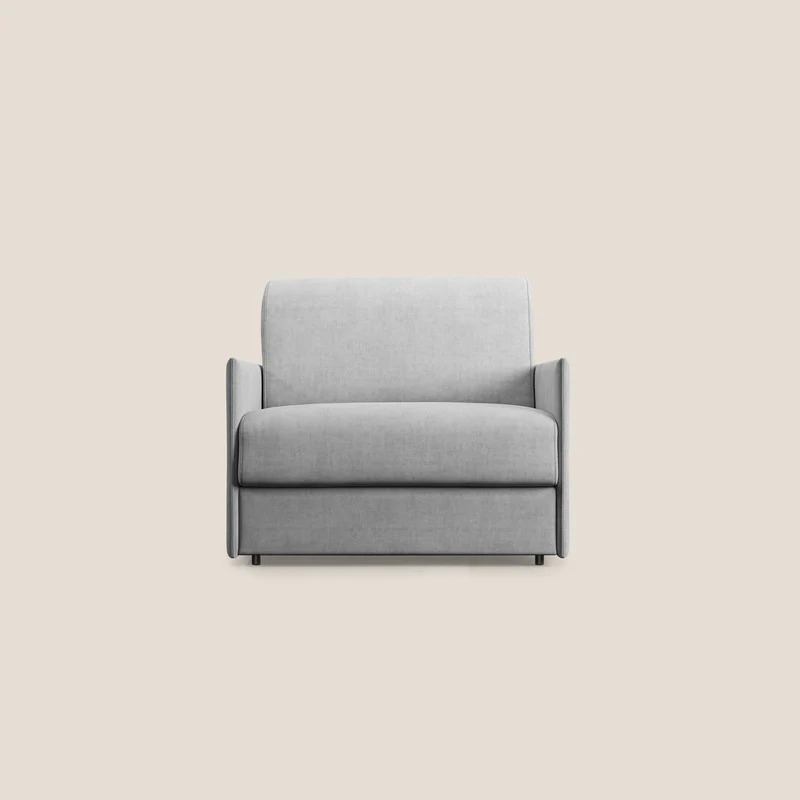 Evans poltrona letto in morbido tessuto impermeabile T02 grigio chiaro