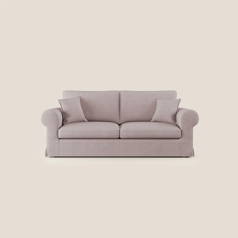 Lady divano classico bicolore in piuma d'oca realizzato con tessuto impermeabile T02 rosa - bianco