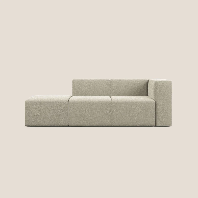 Nettuno divano lineare modulare e componibile in morbido tessuto bouclè T07 beige