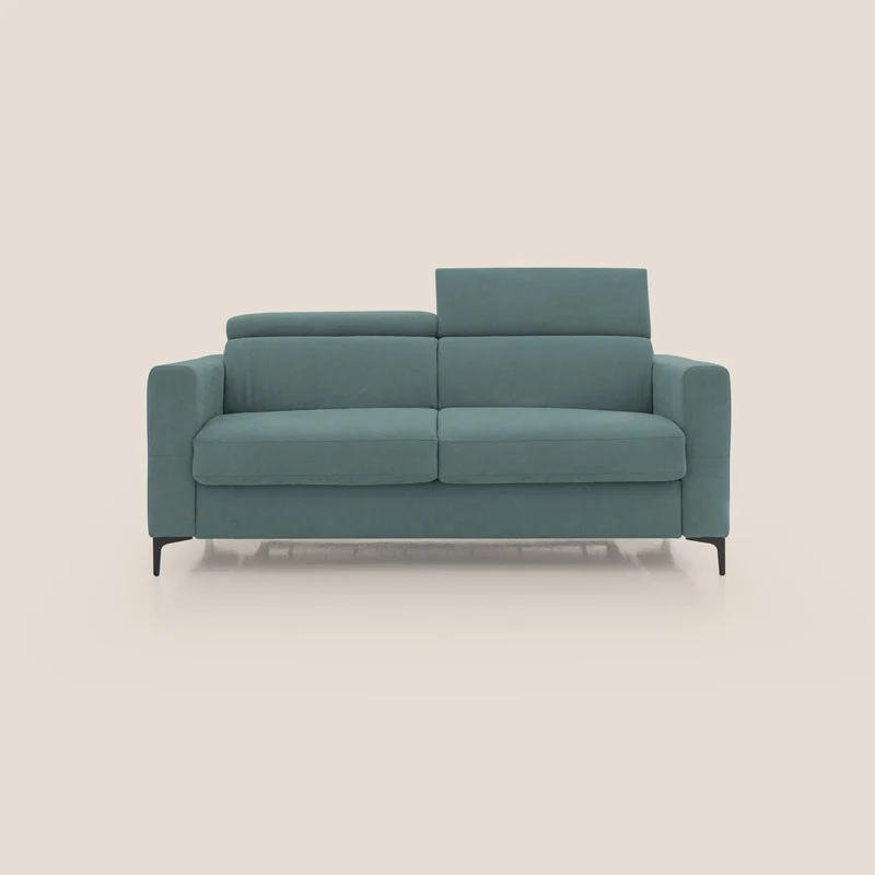 Gardenia divano letto materasso alto 18 cm con poggiatesta reclinabili e rivestimento impermeabile T02 petrolio