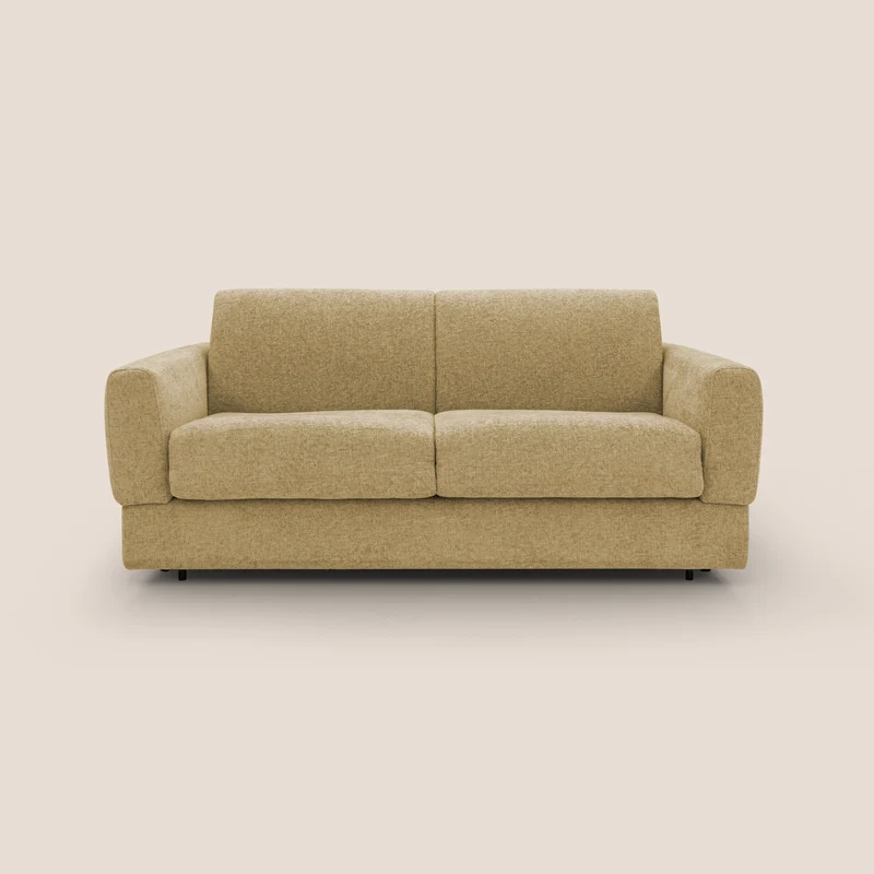 Happy Divano letto matrimoniale con materasso h18 cm in tessuto impermeabile T10 giallo