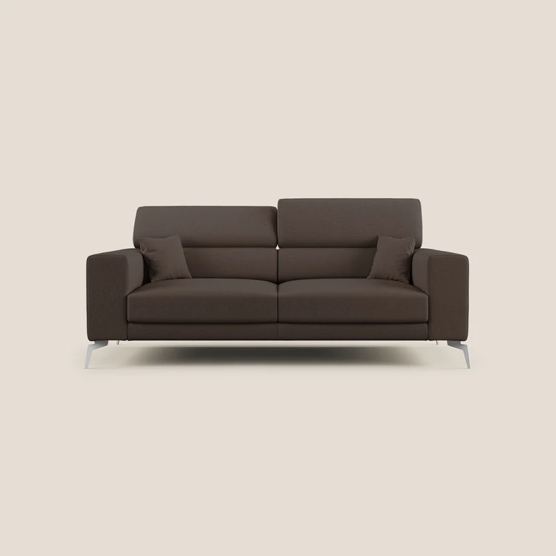 Blade Divano con poggiatesta reclinabili in tessuto impermeabile misto cotone T13 marrone