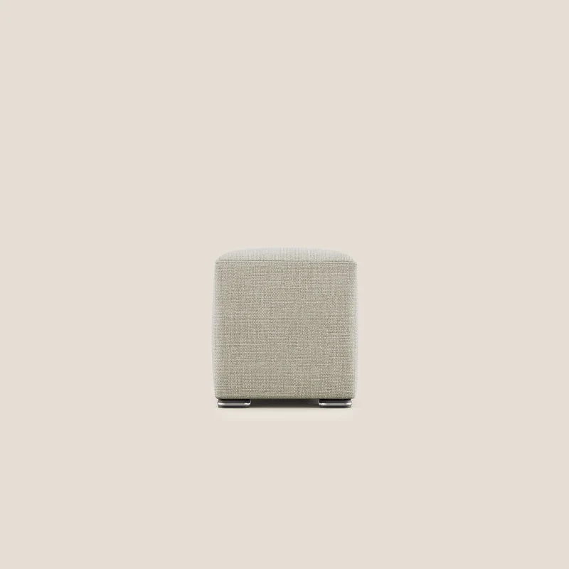 Cube pouf in morbido tessuto impermeabile ad intreccio melangiato T06 panna