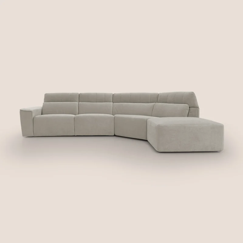 Clark Divano angolare con opzione relax elettrico in tessuto smacchiabile impermeabile T17 panna