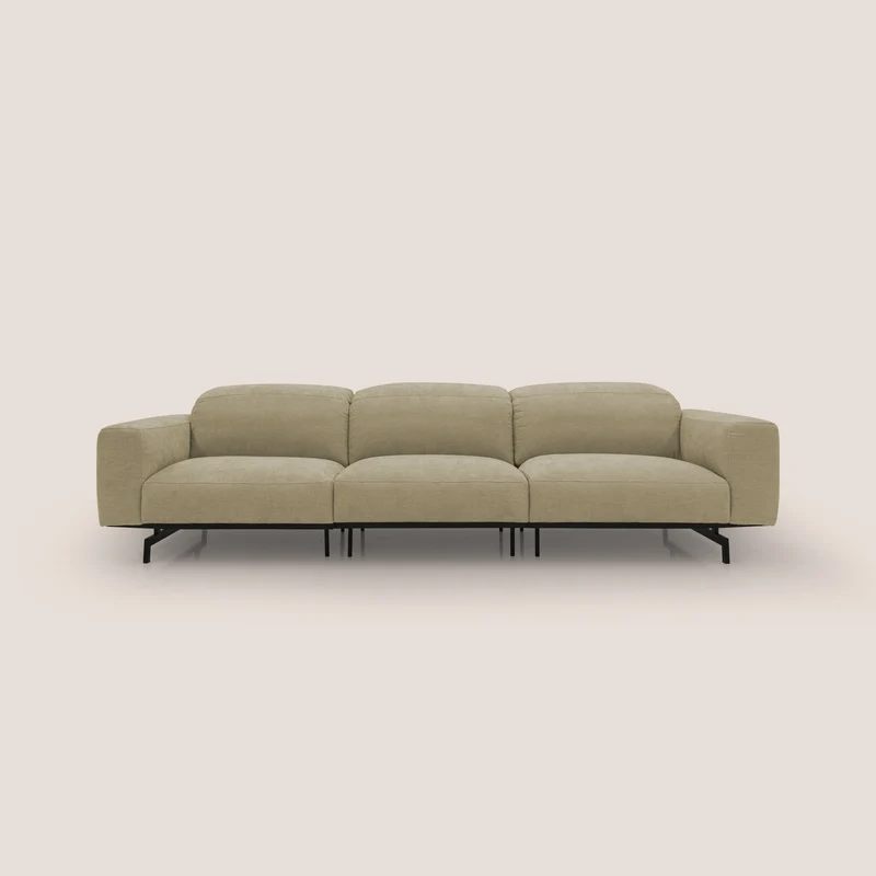 Sakura divano in piuma d'oca modulare a 3 sedute in morbido tessuto fiammato impermeabile T14 beige