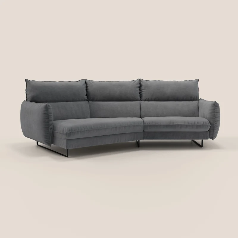 Monamour divano moderno angolare con opzione relax elettrico in microfibra smacchiabile impermeabile T11 grigio