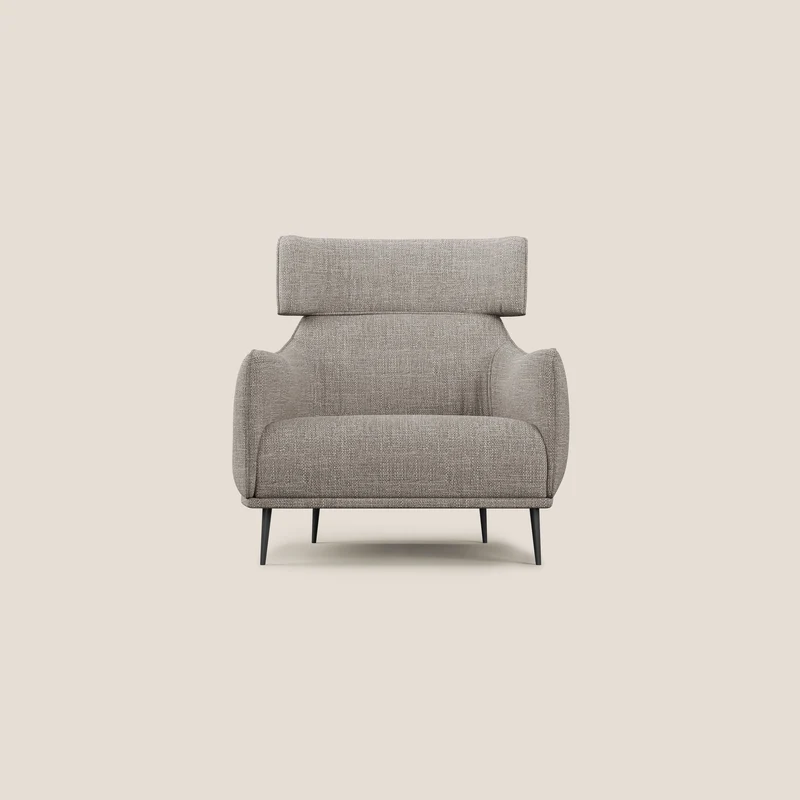 Zelda Poltroncina dal design moderno in morbido tessuto impermeabile T06 tortora
