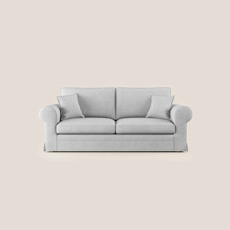 Lady divano classico in piuma d'oca realizzato con tessuto impermeabile T02 grigio chiaro