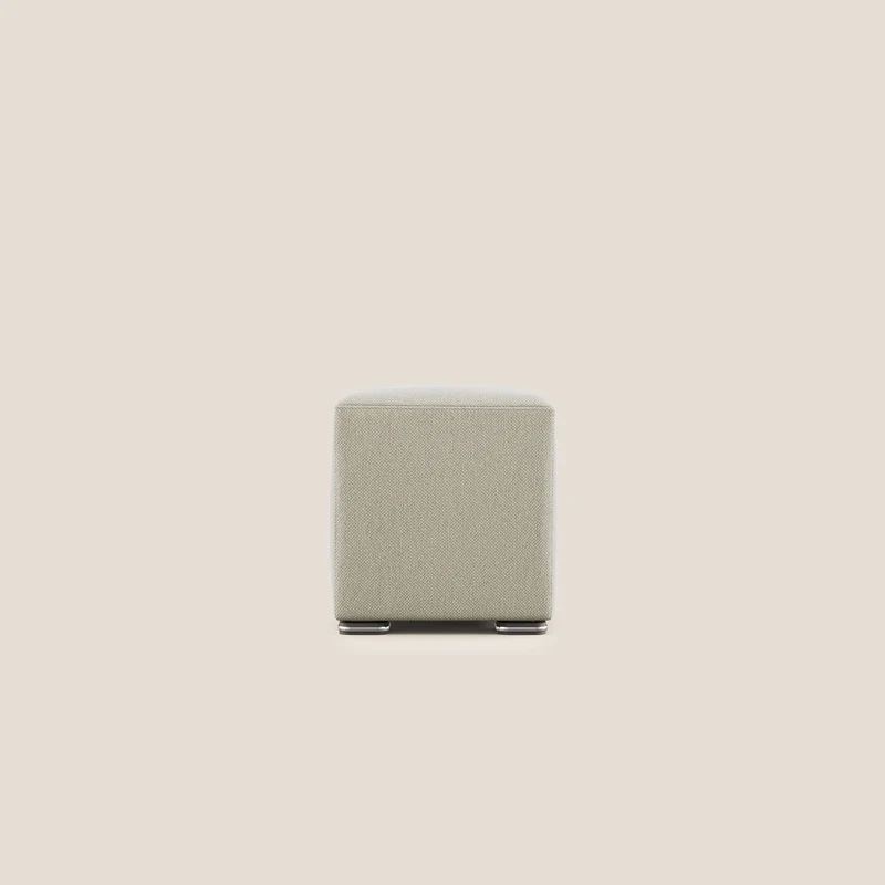 Cube pouf in tessuto morbido smacchiabile T05 beige