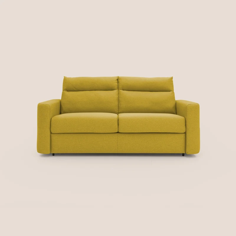 Cupido Divano letto materasso H18 cm e schienale alto in tessuto impermeabile simil cotone T13 giallo