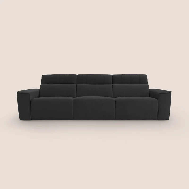 Clark Divano modulare 3 sedute con opzione relax elettrico in tessuto smacchiabile impermeabile T17 nero