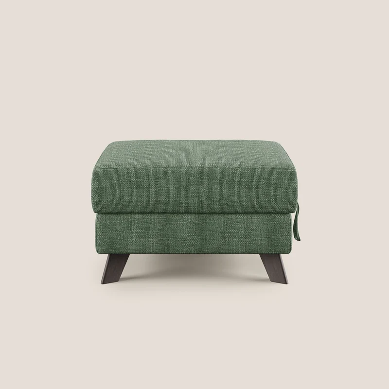 Moon Pouf contenitore e piedini alti in tessuto morbido ad intreccio soft-touch impermeabile T06 verde
