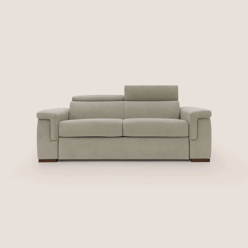 Giunone divano letto con materasso alto 18 cm e poggiatesta reclinabili in tessuto impermeabile T02 panna