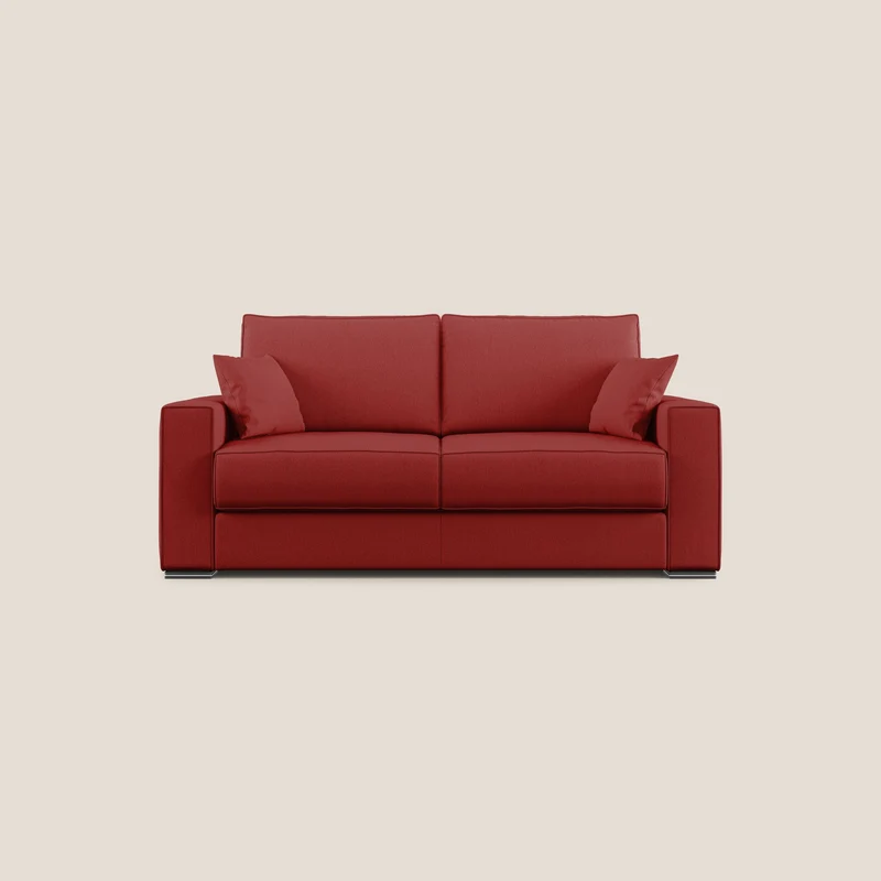 Dream Divano letto moderno dai morbidi cuscini in tessuto smacchiabile T05 rosso