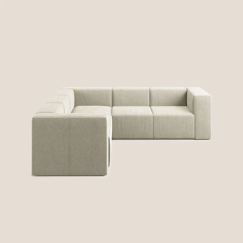 Nettuno divano angolare componibile reversibile in morbido tessuto bouclè T07 beige