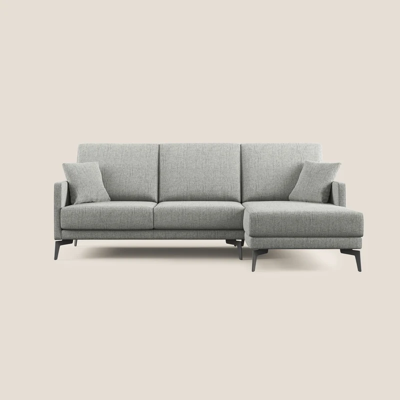 Saturno divano angolare moderno in tessuto morbido impermeabile T03 grigio chiaro