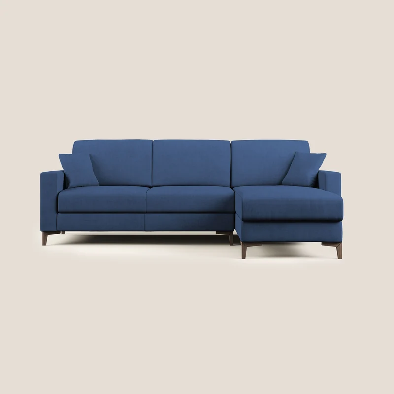 Kafka divano letto angolare in morbido tessuto impermeabile T02 blu