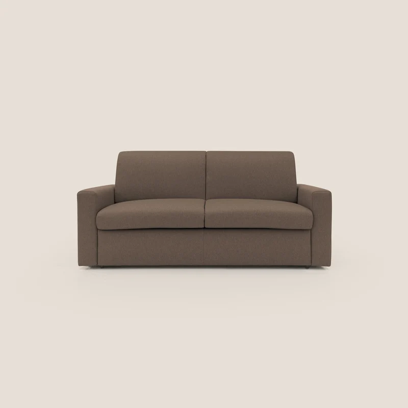 Kansas Divano letto matrimoniale alto 20 cm in tessuto impermeabile misto cotone T13 marrone