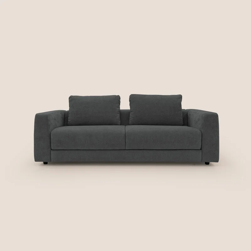 Freia Divano letto minimal materasso h15 cm con morbidi schienali in tessuto impermeabile T14 antracite