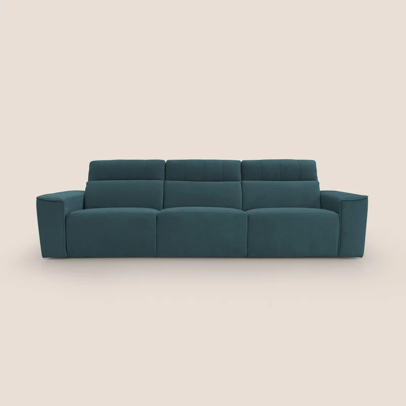 Clark Divano modulare 3 sedute con opzione relax elettrico in tessuto smacchiabile impermeabile T17 petrolio