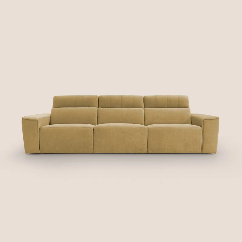 Clark Divano modulare 3 sedute con opzione relax elettrico in tessuto smacchiabile impermeabile T17 giallo