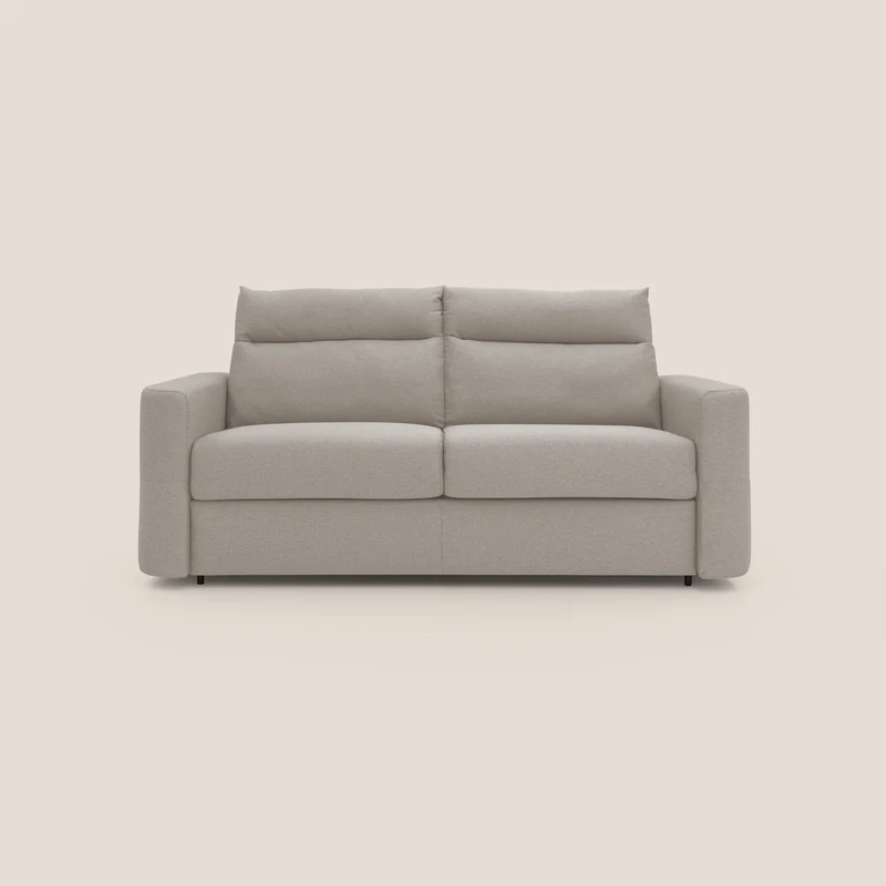 Cupido Divano letto materasso H18 cm e schienale alto in tessuto impermeabile simil cotone T13 panna