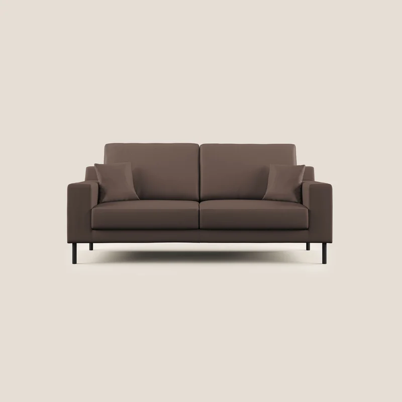 Uranio divano moderno lineare in Ecopelle impermeabile T04 marrone