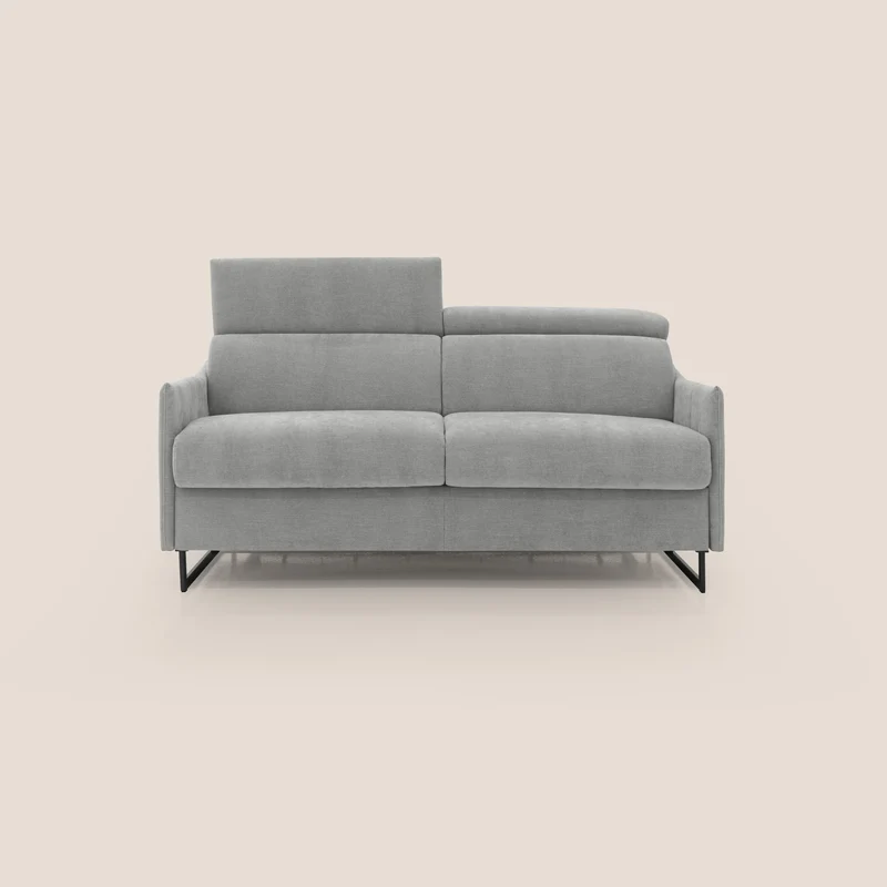 Loto divano letto salvaspazio materasso H18 cm con piedi alti in morbido tessuto impermeabile T14 grigio chiaro